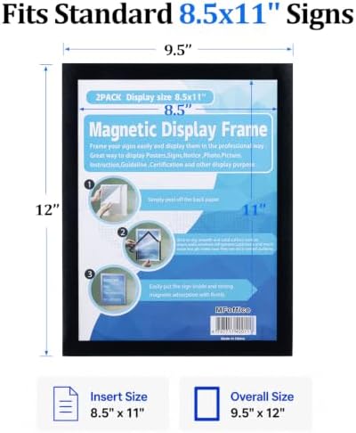 Self-Adhesive Magnetic Document Sign Holder 8.5X11'',Black,Pack of 10 - Image 2