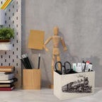 Pens Holder, Pencils Holder for Desk Organizer, Cartoon Train PU Leather Pencil Cups Desktop Stationery Storage Makeup Brush Holder Pens Organizer for Office Home - Image 6