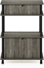 Furinno Turn-N-Tube Toolless Multipurpose Printer Stand Display Storage Shelf Cabinet with Wheels, French Oak Grey/Black - Image 4