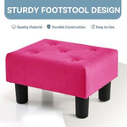 Poofzy Small Foot Stool Ottoman, Velvet Ottoman Foot Rest with Legs, Rectangle Foot Rest for Couch, Footstools and Ottomans Small for Living Room and Entryway (Hot Pink) - Image 3