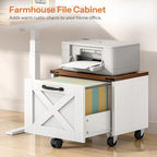 HOOBRO Farmhouse File Cabinet, Small Rolling File Cart Under Desk, 1-Drawer File Cabinet for Home Office, Printer Stand with Drawers, File Organizer Fits A4/Letter Size, White and Walnut, WH34WJ01 - Image 4