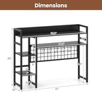 Tangkula Desktop Bookshelf for Computer Monitor Up to 32”, Countertop Storage Hutch with 4 Open Shelves, Grid Panel, 6 Hooks, Anti-tip Device, 4-Tier Desktop Shelves for Home Office Dorm, Black - Image 3