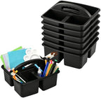 Haundry 6 Pack Black Classroom Caddy, 3-Compartment Plastic Supply Bins by Haundry