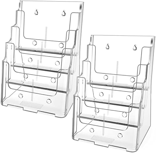 MaxGear 4 Tier Brochure Holder, 8.5 x 11, Removable Divider, 2 Pack by MaxGear