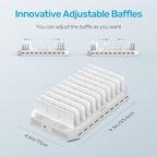Unitek Multi Charging Station, 10-Port USB Charger for Multiple Device with SmartIC Tech and Adjustable Dividers, Organizer Stand Compatible with iPad, Tablet, Kindle, iPhone (Pack of 2) - Image 6