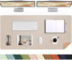 AFIING Cork Desk Mat 55" x 17", Dual-Sided Natural Cork & PU Leather Desk Pad, Non-Slip Waterproof Large Mouse Pad for Office, Home & Gaming (Beige) by AFIING