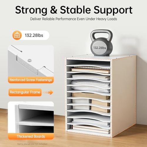 Mail Sorter Organizer, 11 Compartments Mailbox for Classroom, Desktop File Organizer with Adjustable Shelves, for Office Home Classroom, PVC, White - Image 3