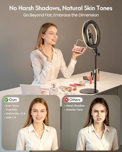 Upgrade 10.5" Ring Light for Desk with Magnetic Phone Holder for Computer - Image 4