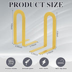 Chunful 12 Pcs Gold Modern Metal Book Ends for Shelves Decorative Small Bookends Book Shelf Organizer Minimalist Design Stopper to Hold Books for Office (Round) - Image 3