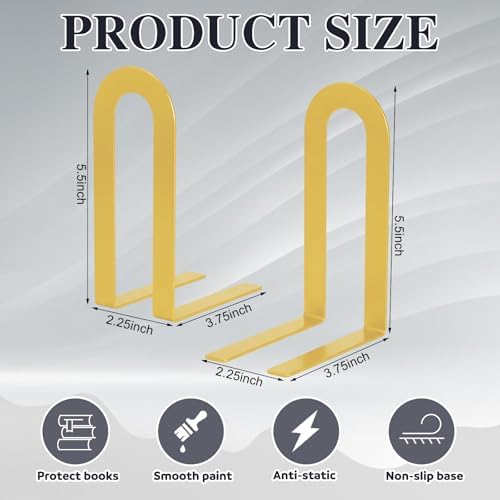Chunful 12 Pcs Gold Modern Metal Book Ends for Shelves Decorative Small Bookends Book Shelf Organizer Minimalist Design Stopper to Hold Books for Office (Round) - Image 3
