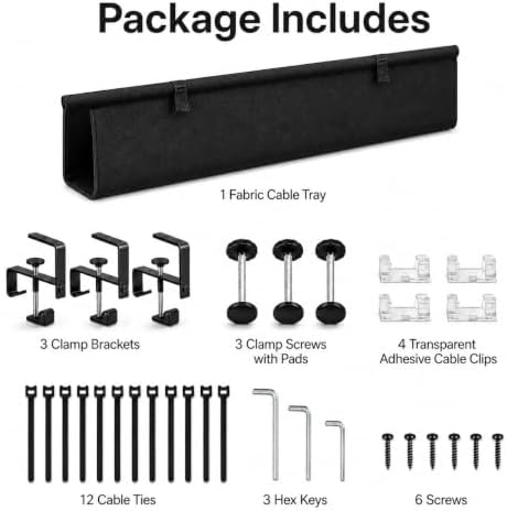 35.4-Inch Under Desk Cable Management Tray, No-Drill Clamp-On - Image 2