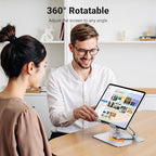 UGREEN Tablet Stand Holder for Desk with 360° Rotating Base Aluminum Dual Rod Support Adjustable Home Office Accessories Compatible with iPad Pro 13 12 11 Air Mini 5 4 3 Phone E-Reader Silver - Image 5