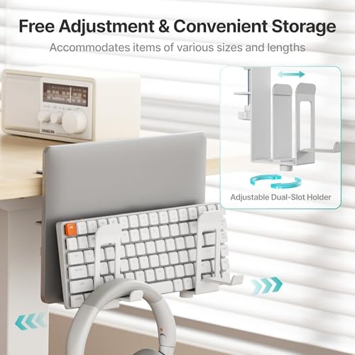 PEGZONE Laptop Stand Vertical, 2-Slot Under Desk Laptop Holder, White - Image 3