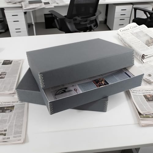 Lineco, Archival Newspaper Preservation Storage Box, 18''x13''x3'', Gray - Image 4