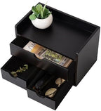 Rustic Distressed white 3-Tier Wood Desk Organizer with 3 Drawers Mini Storage Shelf For Desk, Toiletries Vanity Office Supplies (Black) - Image 6