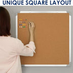 Cork Board 24x24 in, Framed Wall Hanging Bulletin Board with 10 Thumb Tacks - Image 2