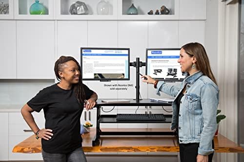 Rocelco 37.5" Deluxe Height Adjustable Standing Desk Converter - Quick Sit Stand Up Dual Monitor Riser - Gas Spring Assist Computer Workstation - Large Retractable Keyboard Tray - Black (R DADRB) - Image 6