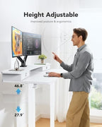 HUANUO 48″ x 24″ Electric Standing Desk with 2 Drawers, C-Clamp Mount Compatible, Height Adjustable Computer Desk, Home Office Stand Up Desk with 4 Preset Heights & 2 Hooks, White - Image 6