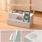 Bamboo Cable Management Box, White, 31X14X15.5CM - Image 4
