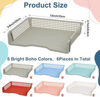 gisgfim 12 Pcs Turn in Trays Classroom Boho Paper Tray for Classroom Organization and Storage Stackable Plastic Book Baskets Turn in Bins Teacher Organizers for Library Drawers School Office Desk - Image 2
