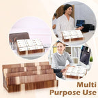 DLUGOPIS 4 Tier Acacia Wood Business Card Holder Desktop Display Stand Multiple Wood Business Card Organizer Rack Gift Card Pamphlet Display for Exhibition Home Office - Image 4