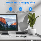 40W Under Desk Power Strip Mountable,20W USB-C Fast Charging Flat Plug Power Strip Surge Protector 1200J,9 in 1 Desk Outlet,5 Outlets,2 USB-C,2 USB-A,10FT Extension Cord Black (Pack of 2) - Image 2
