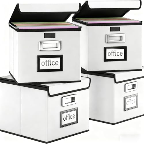 File Organizer Box with Lids, Collapsible File Folder Organizer by Huolewa