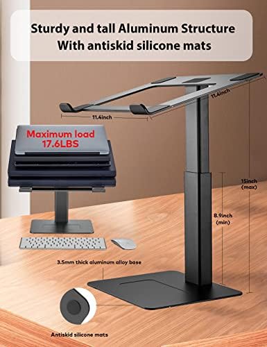 Laptop Stand for Desk, Ergonomic Sitting and Standing Laptop Riser for Notebook MacBook 11-17 Inches，DJ Laptop Stand Adjustable Height from 7-15 Inches Aluminum(Black) - Image 5