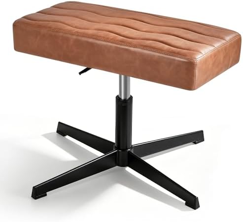 VECELO Under Desk Footrest, PU Ergonomic Foot Rest with Comfort Padding, Height Adjustable for Relieving Leg Pain, Stiffness, and etc, Brown by VECELO