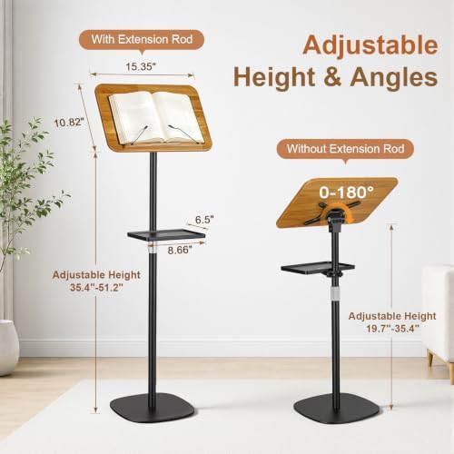 2-in-1 Floor & Desktop Music Book Stand, Adjustable Height 19.7-51.2 in - Image 3