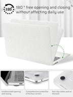 Seorsok Compatible with MacBook Pro 16inch Case 2026-2021 M5 M4 M3 M2 M1 A3429 A3428 A3403 A3186 A2780 A2485,Elegant Fabric Leather Plastic Hard Shell Case&Keyboard Cover,White Woven No Logo Cutout - Image 5