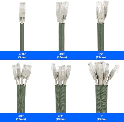 Split Wire Loom, 20ft Automotive Cable Protector Sleeve, Flexible Braided Cable Sleeves High Temperature Cable Management (Deep Green, 1") - Image 2
