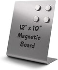 Large Magnetic Bulletin Board for Tabletops – Dry Erase Memo Board with Stand – Metal Easel for Magnet Display – 12x10 Inches + 4 Magnets by OutFormal
