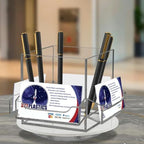 Marketing Holders 4 Pack Rotating Business Card Holder Open Middle Storage Countertop Organizer Display Clear Acrylic Spinning Organizer Markers Candy Paperclips Rubber Bands - Image 2