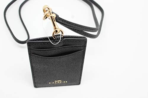 Coach ID Lanyard Badge Holder In Crossgrain Leather (Black/Gold) - Image 2