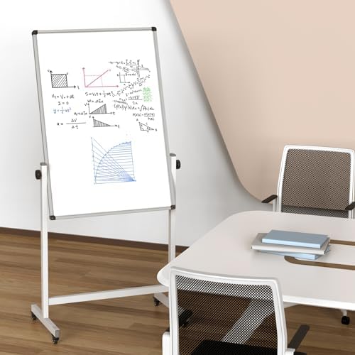 44x26 Rolling Whiteboard on Wheels, Height Adjustable Dry Erase Board - Image 4