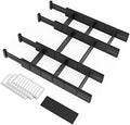 SpaceAid Bamboo Drawer Dividers with Inserts and Labels, Kitchen Adjustable Drawer Organizers, Expandable Organization for Home, Office, Dressers, 4 Dividers with 9 Inserts (17"-22" Black) by SpaceAid