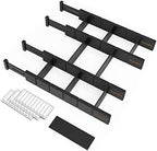 SpaceAid Bamboo Drawer Dividers with Inserts and Labels, Kitchen Adjustable Drawer Organizers, Expandable Organization for Home, Office, Dressers, 4 Dividers with 9 Inserts (17"-22" Black) by SpaceAid