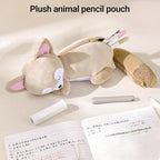 KOKUYO Plush Animal Pencil Holder with Tail Pouch for Storage, Raccoon - Image 3