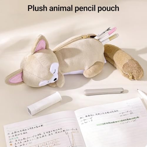 KOKUYO Plush Animal Pencil Holder with Tail Pouch for Storage, Sea Otter - Image 3