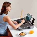 HUANUO Lap Desk - Fits up to 17 inches Laptop Desk, Black Woodgrain - Image 6