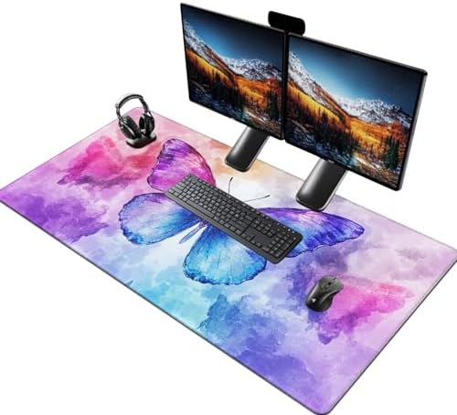 Butterfly Desk Mat 48"x24" - Aesthetic Watercolor Extended Mouse Pad - Image 7
