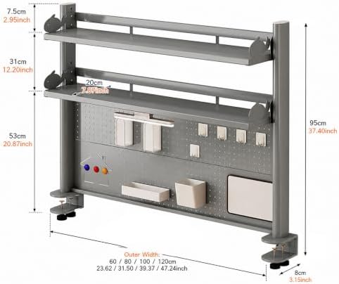 Desk Hutch Shelf with Pegboard for Dorm Office,Desktop Storage Organizer - Image 3