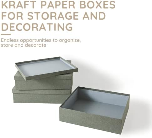 Soul & Lane - Gray Kraft Decorative Storage Boxes with Lids, Set of 3 - Image 2