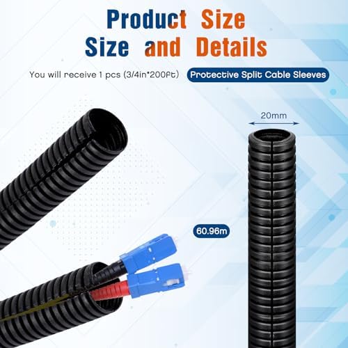 Sasylvia 3/4" X 200ft Split Wire Loom Tubing, Cord Protector - Image 2