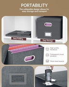 Oterri 2 Pack File Storage Organizer, Filing Box, Portable File Box with Lid, Fit for Letter/Legal File Folder Storage, Document Organizer, Dark-gray - Image 2