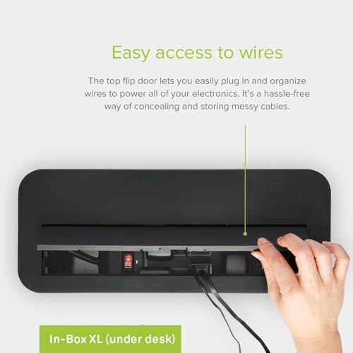 in-Box Cable Box Set with Extra Large Surge Protector Concealer Cable Management for Under Desk and Mobile Charging Station Power Strip Organizer for Desktop, Black - Image 5