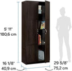 Sauder Storage Cabinet/ Pantry cabinets, 29.61 " x D: 16.02 " x H: 71.50", Cinnamon Cherry finish - Image 3