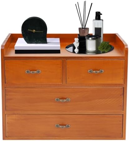 Desk drawer organizer, wooden desk organizer, countertop drawers, 4 drawer storage organizers, office organization and storage, for Home Office Bedroom - Image 5