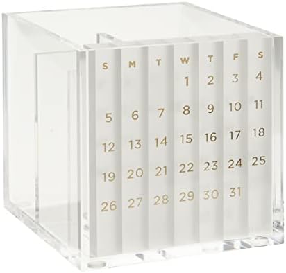 russell+hazel Acrylic Pen & Pencil Holder with Perpetual Calendar, Clear by russellhazel